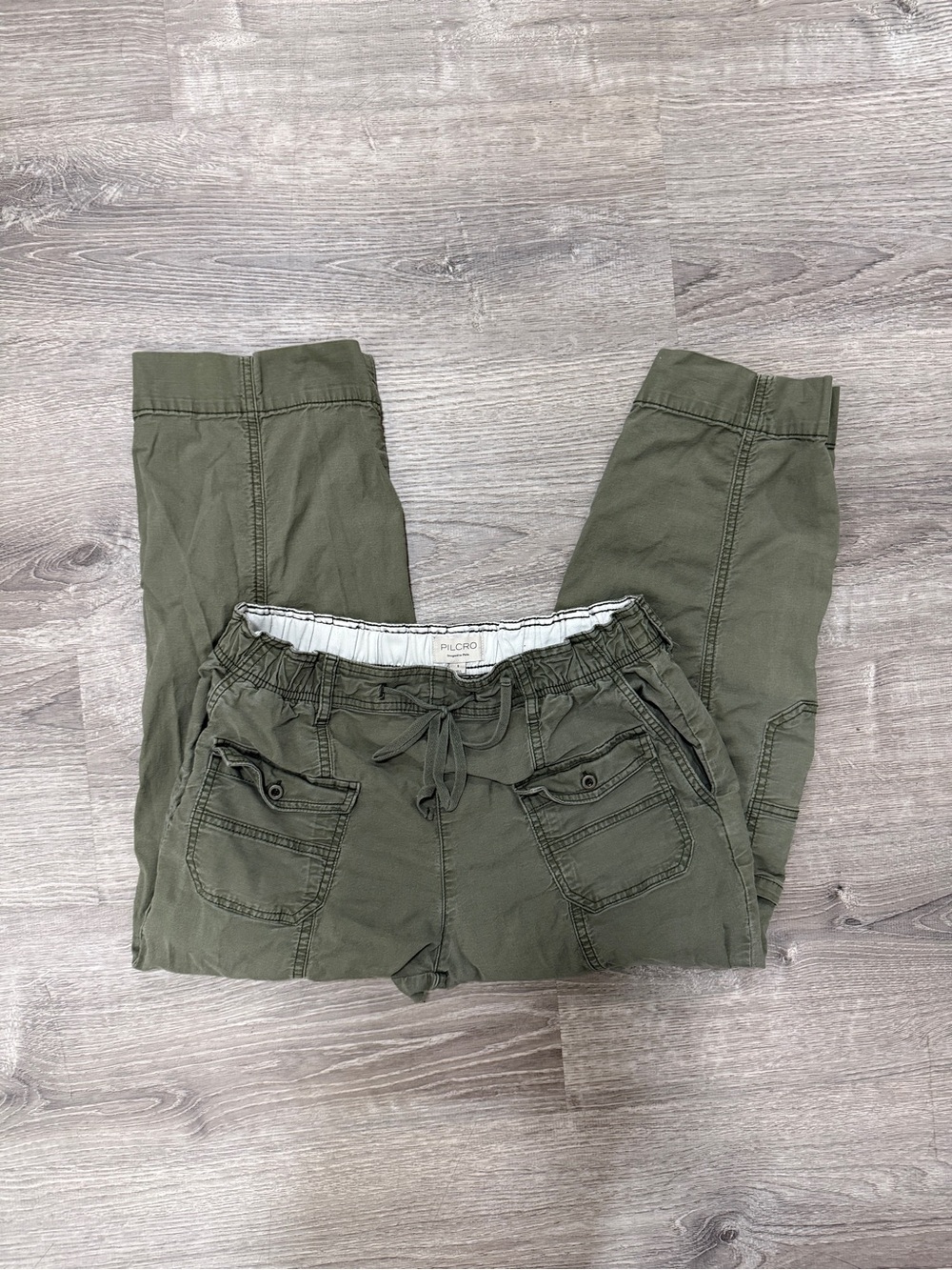 Anthropologie Pilcro Olive Straight-Leg Cargo Pants 6 petite
